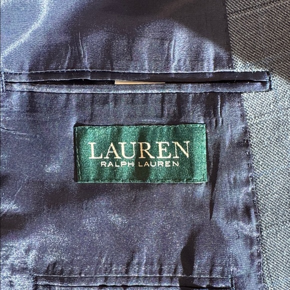 Lauren Ralph Lauren mens 52R blue plaid silk wool blend 2-button jacket EUC - Picture 5 of 6